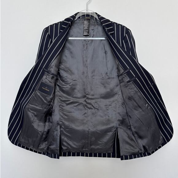 Crombie 2000s Navy Pinstripe Wool Blazer Preppy Chic 38R - Picture 5 of 12